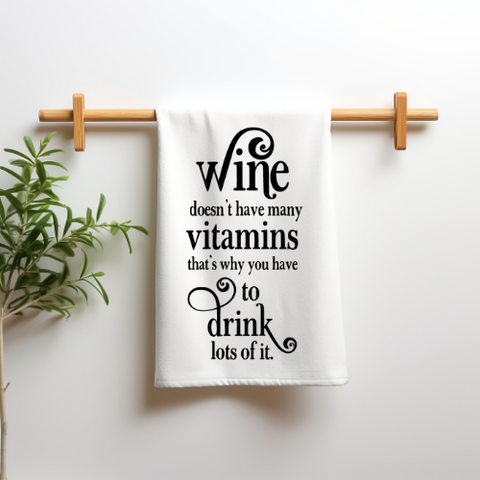 Wine Vitamins Tea Towel
