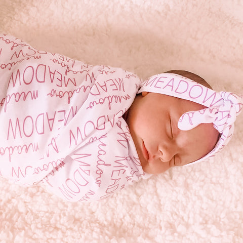 Custom First Name Swaddle Blanket And Sets